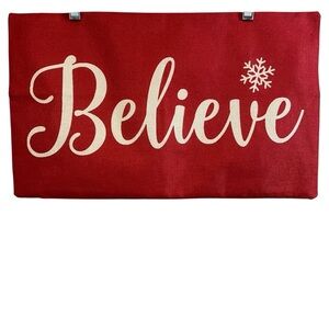 Hand Crafted Red 'Believe' Decorative Pillowcase